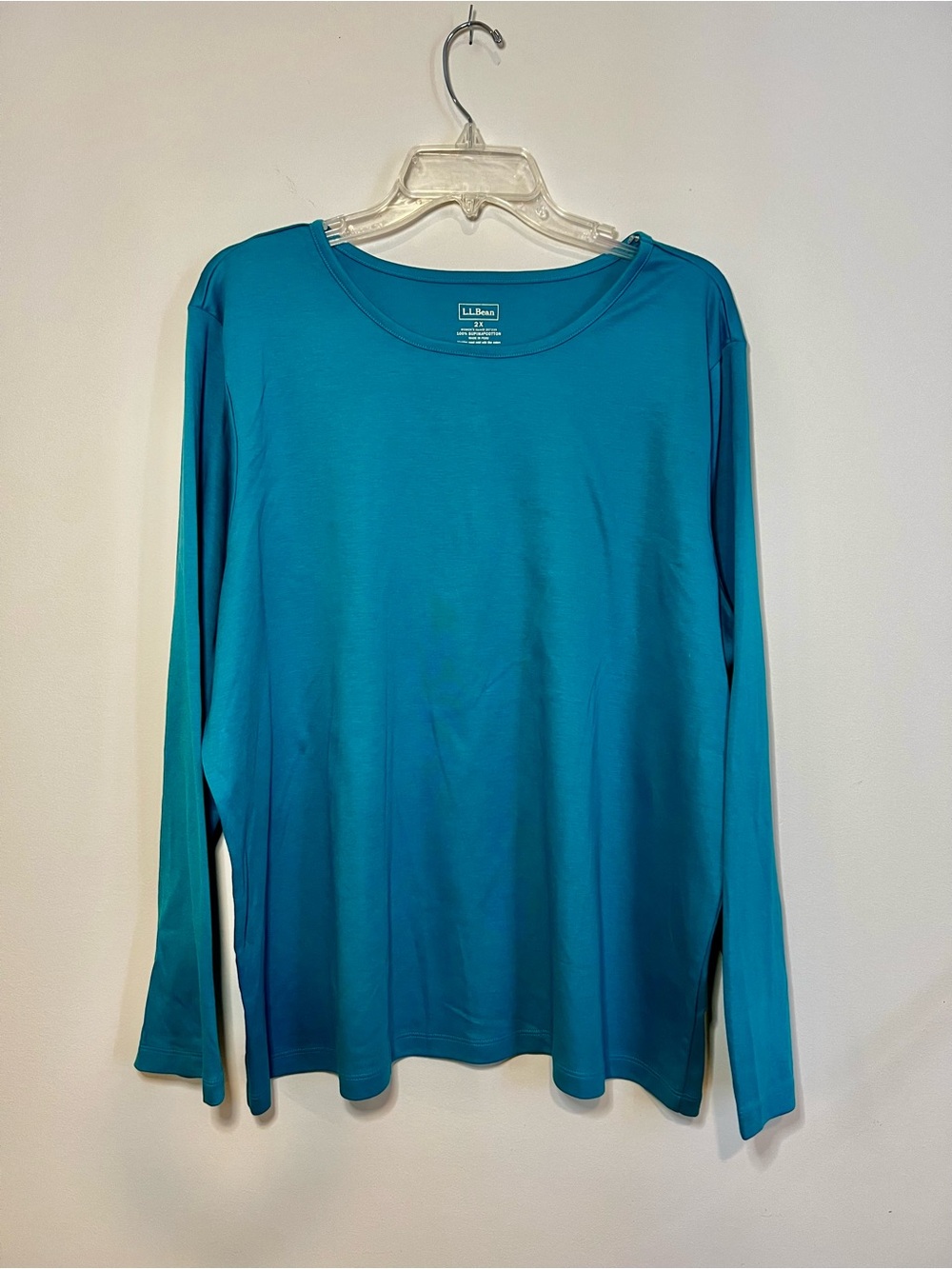L.L. Bean Women's Teal Long-Sleeve Scoop Neck Tee